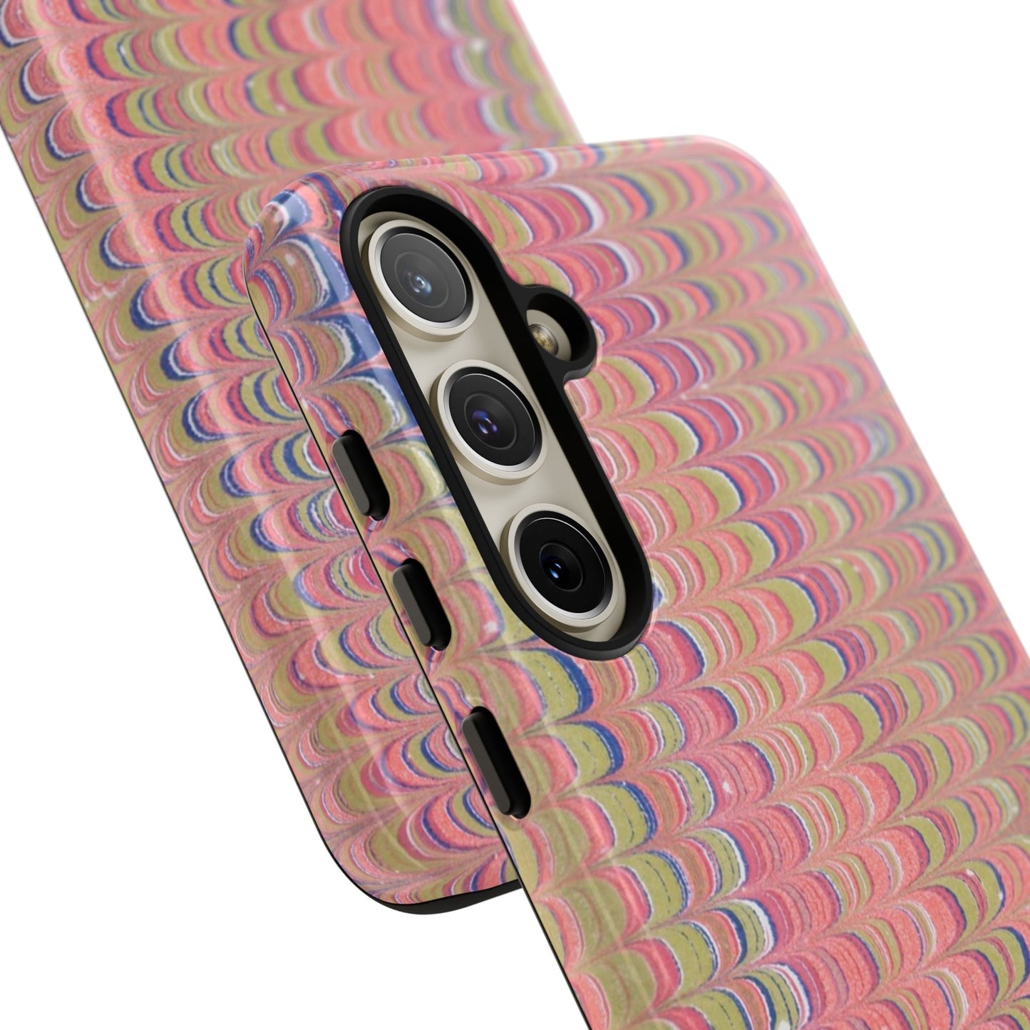 Pink Pastels Feather Marbled Vintage Design iPhone 16 + Samsung + Apple + Google - 2 finishes