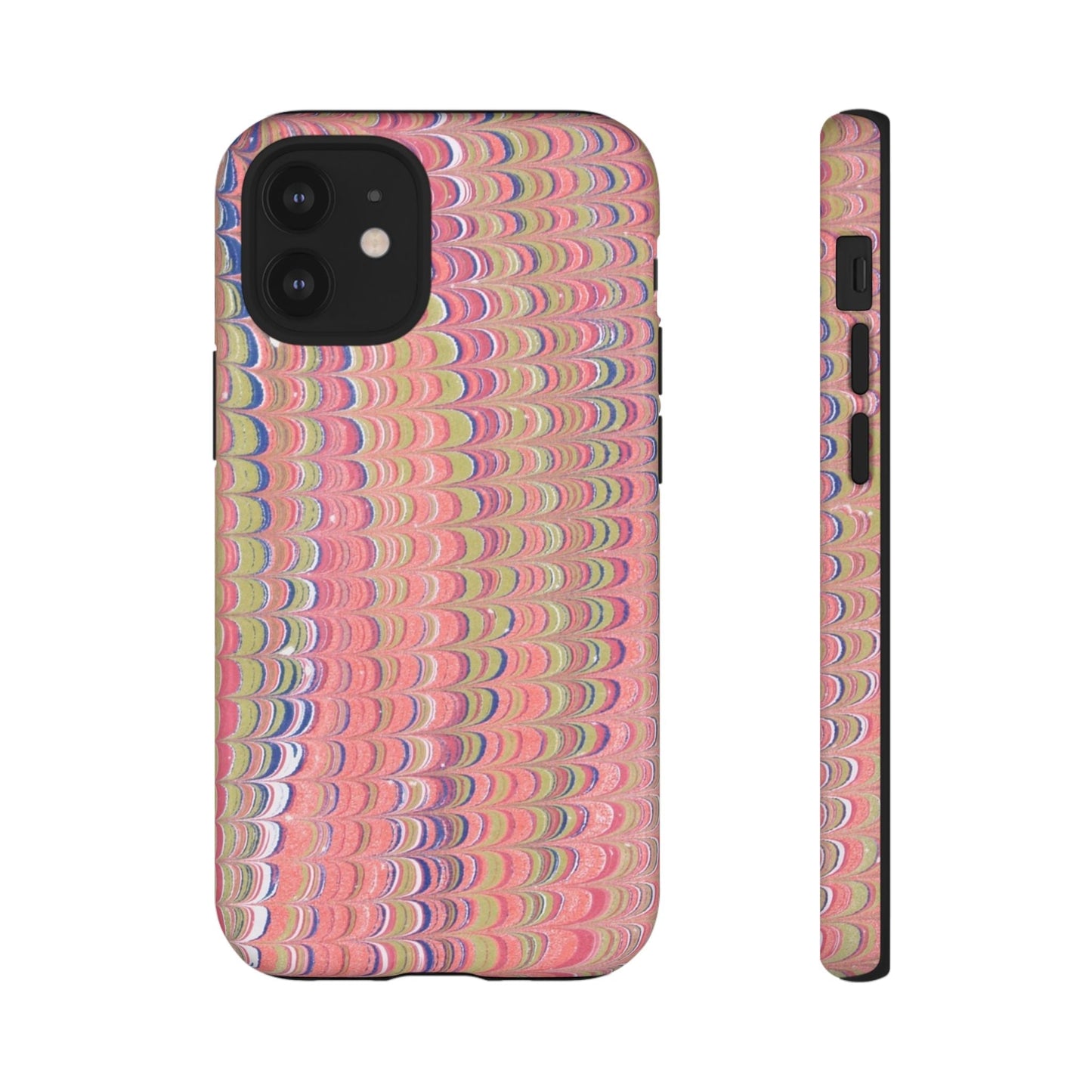Pink Pastels Feather Marbled Vintage Design iPhone 16 + Samsung + Apple + Google - 2 finishes