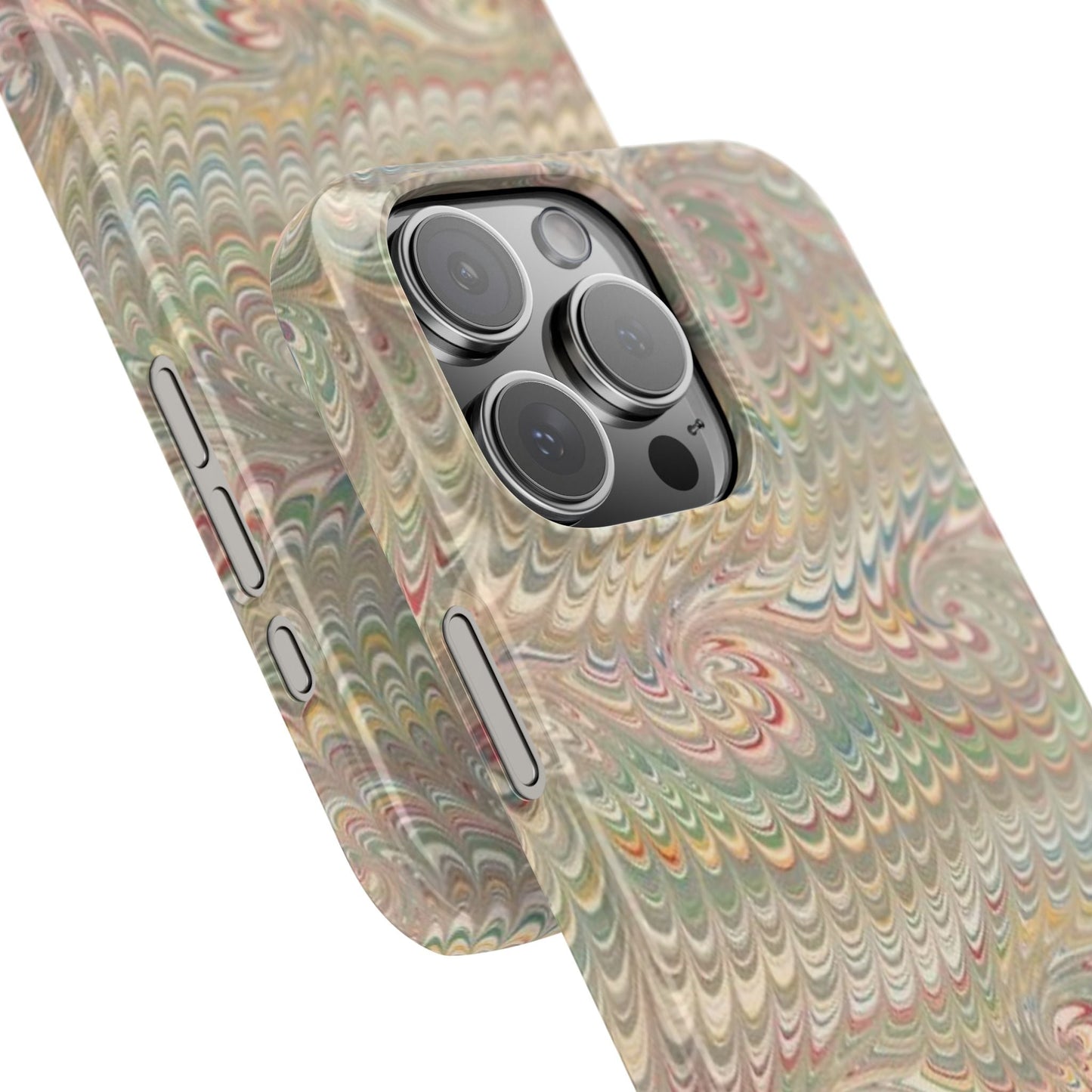 Soft Green and Multi-Colored Marbled Design, Italy Feather Phone Case, Multi-Color, Slim Phone Cases, Case-Mate IPHONE16 and all sizes