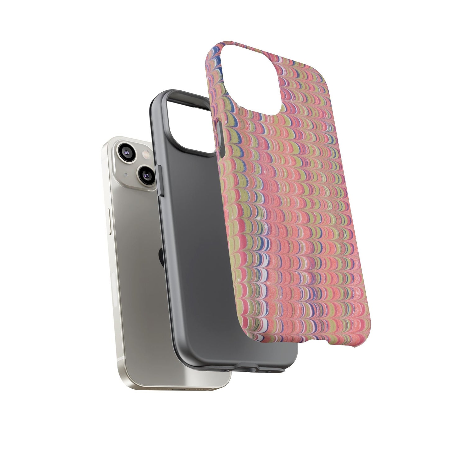 Pink Pastels Feather Marbled Vintage Design iPhone 16 + Samsung + Apple + Google - 2 finishes