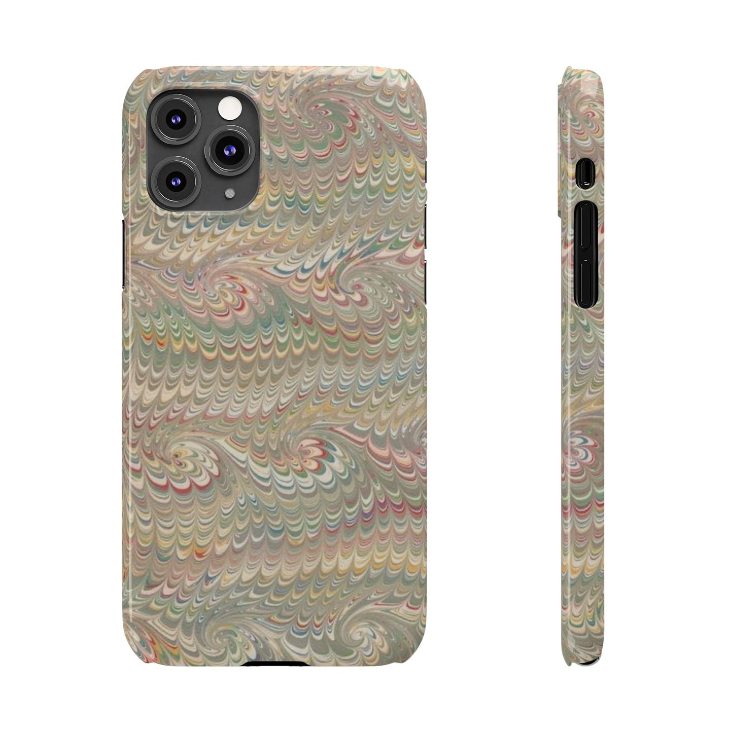 Soft Green and Multi-Colored Marbled Design, Italy Feather Phone Case, Multi-Color, Slim Phone Cases, Case-Mate IPHONE16 and all sizes