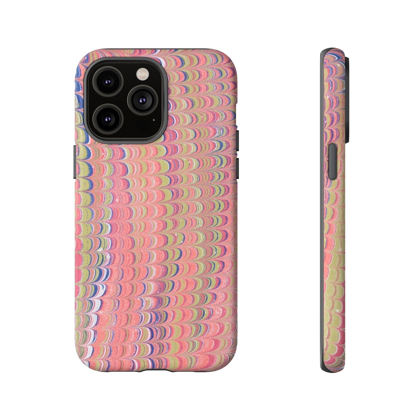 Pink Pastels Feather Marbled Vintage Design iPhone 16 + Samsung + Apple + Google - 2 finishes
