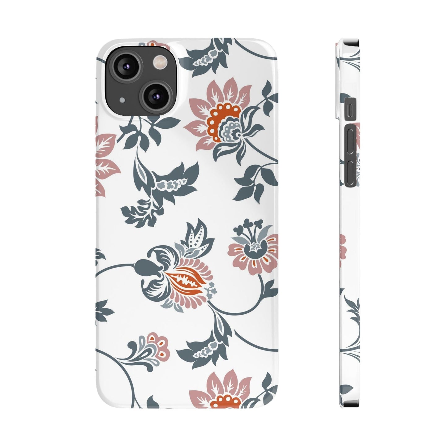 Pink and Green Flower Pattern, Floral Slim Phone Cases, Case-Mate IPHONE16 and all sizes