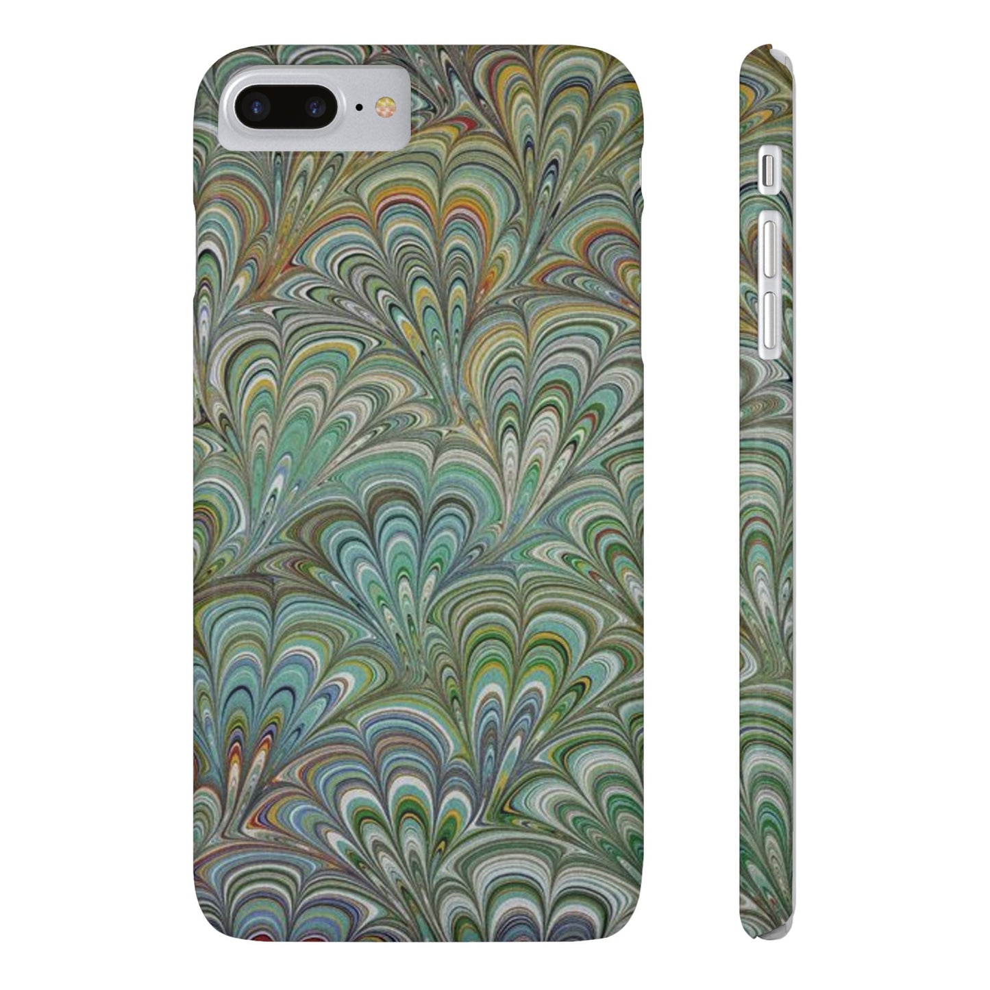 Deep Green Peacock Italian Marbled Design, Italy Feather Phone Case, Multi-Color, Slim Phone Cases, Case-Mate IPHONE16 and all sizes