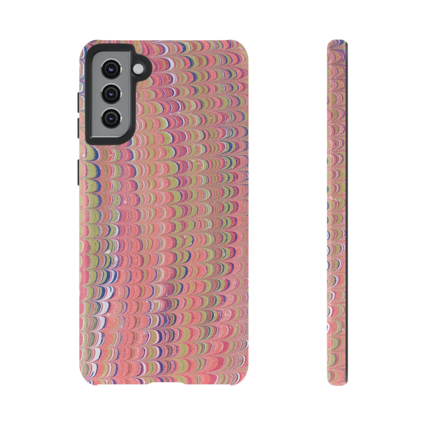 Pink Pastels Feather Marbled Vintage Design iPhone 16 + Samsung + Apple + Google - 2 finishes