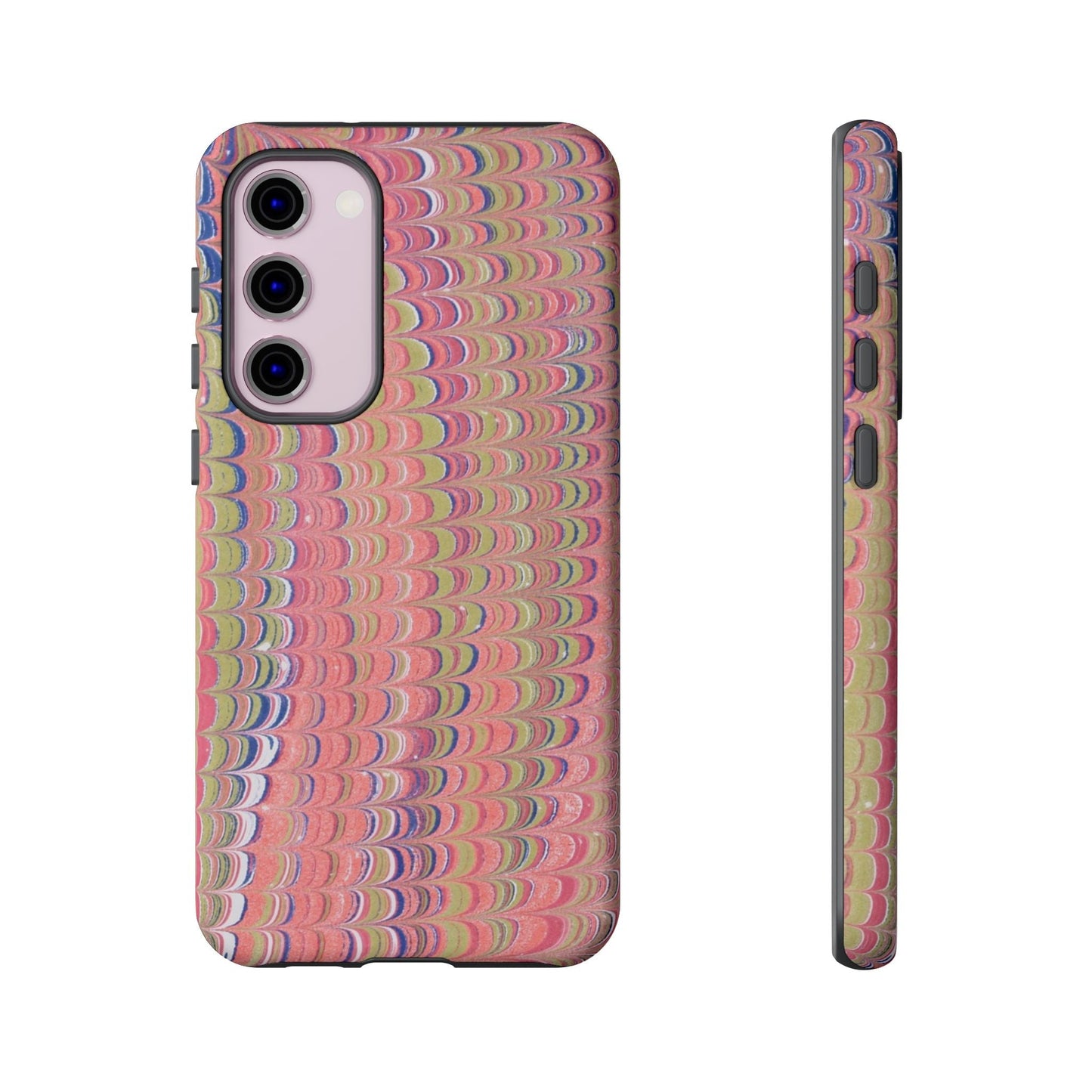 Pink Pastels Feather Marbled Vintage Design iPhone 16 + Samsung + Apple + Google - 2 finishes