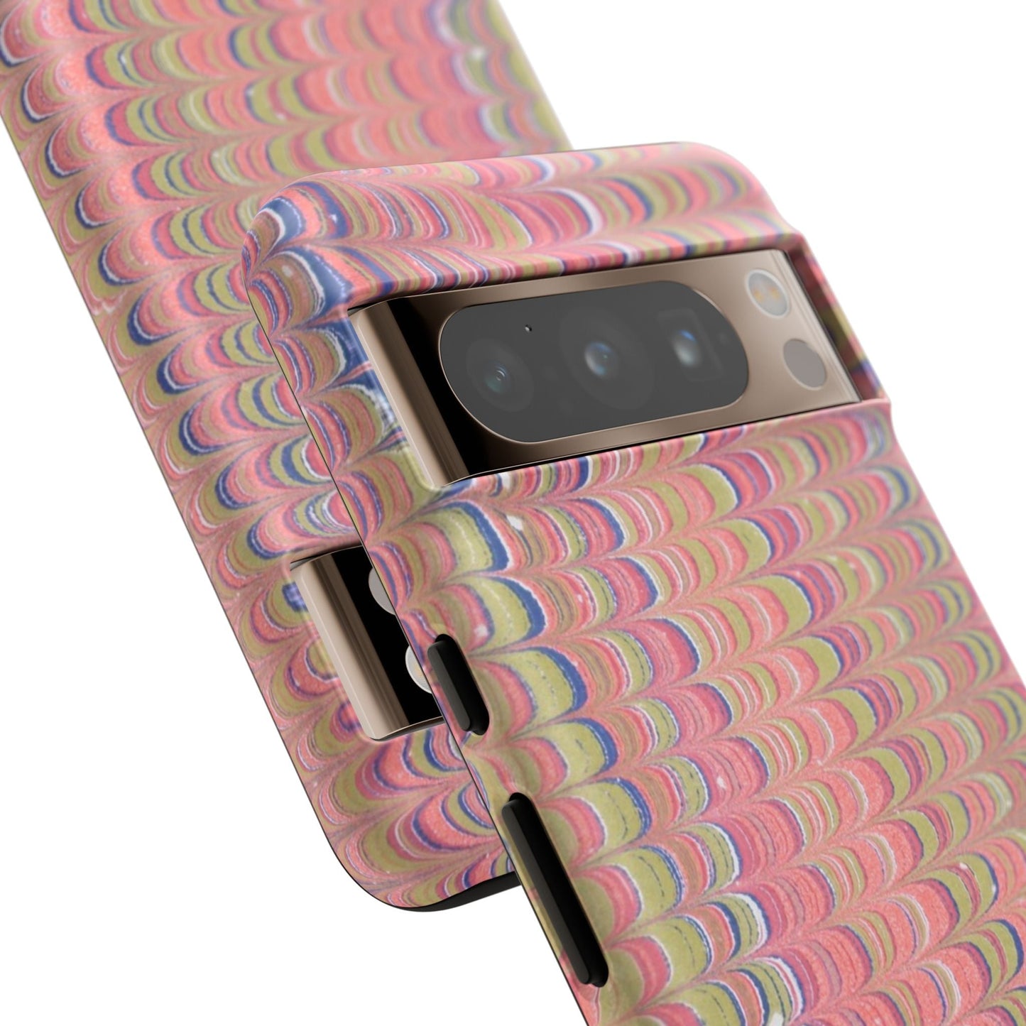 Pink Pastels Feather Marbled Vintage Design iPhone 16 + Samsung + Apple + Google - 2 finishes