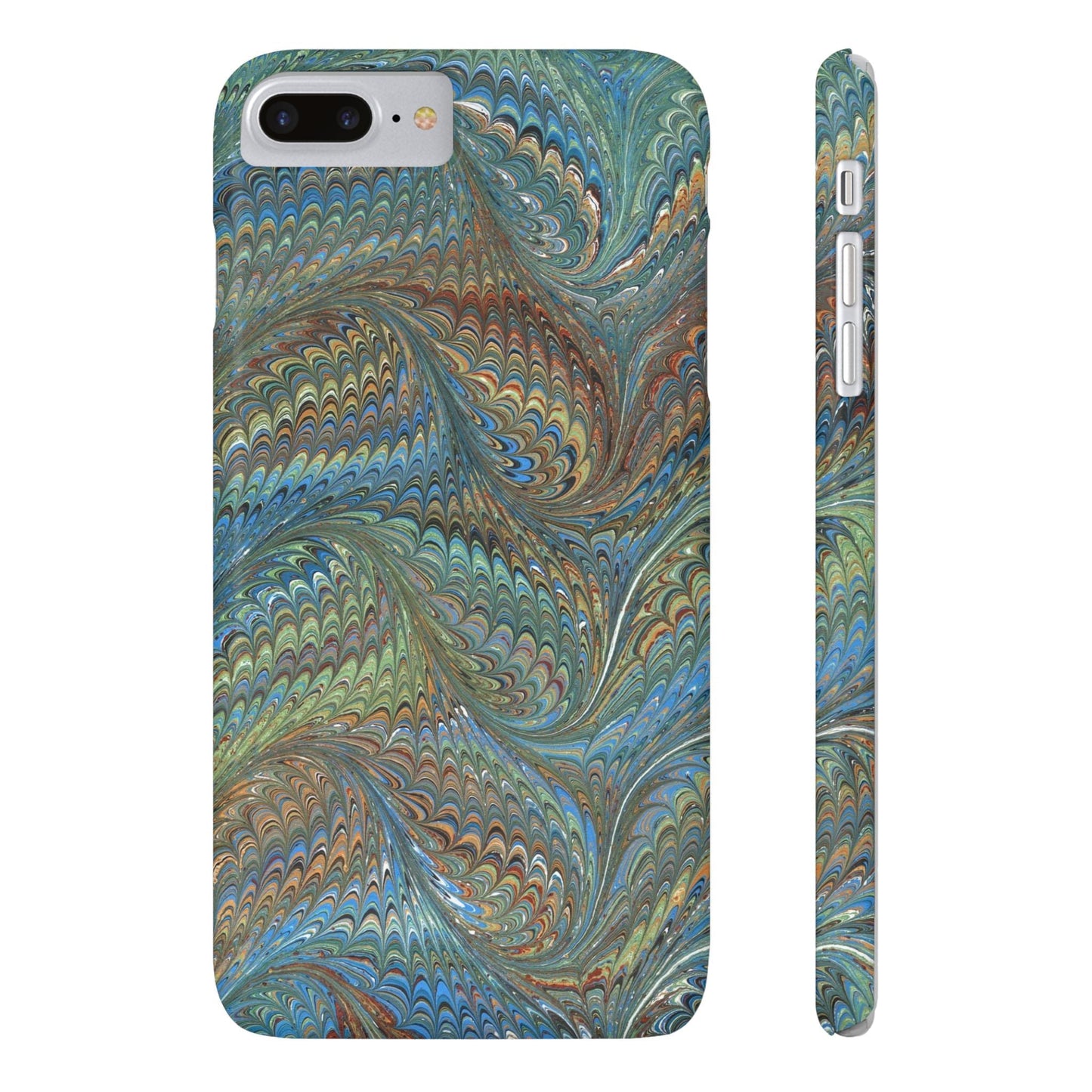 Blue and Green Italian Marbled Swirl Design, Italy Feather Phone Case, Multi-Color, Slim Phone Cases, Case-Mate IPHONE16 and all sizes