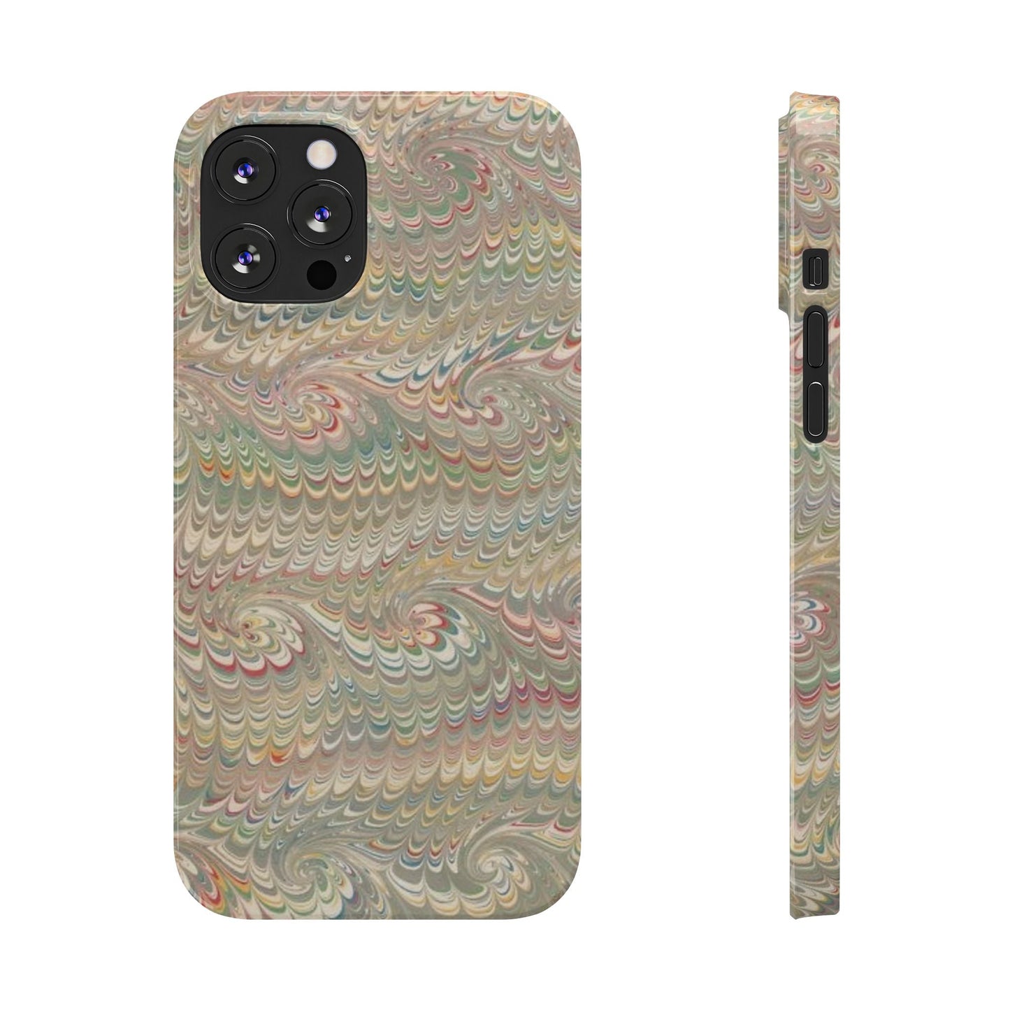 Soft Green and Multi-Colored Marbled Design, Italy Feather Phone Case, Multi-Color, Slim Phone Cases, Case-Mate IPHONE16 and all sizes