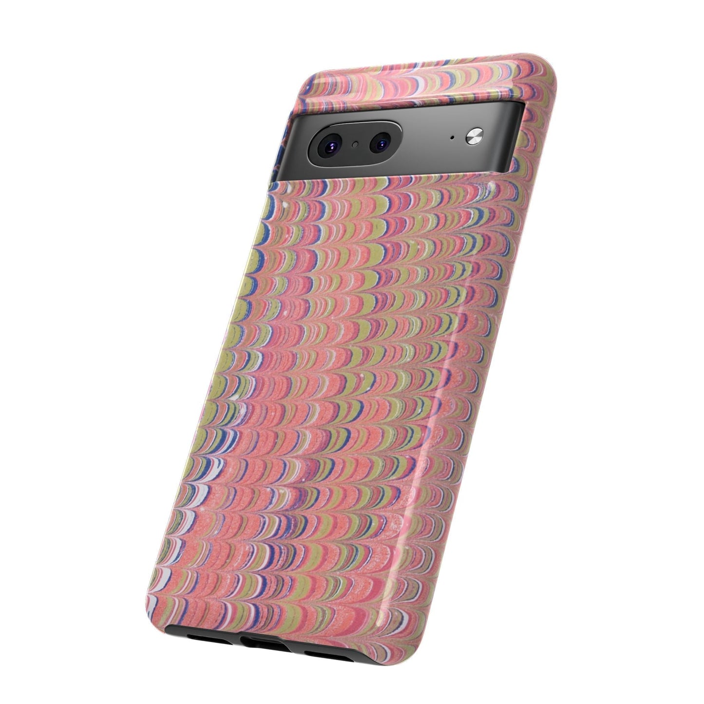 Pink Pastels Feather Marbled Vintage Design iPhone 16 + Samsung + Apple + Google - 2 finishes
