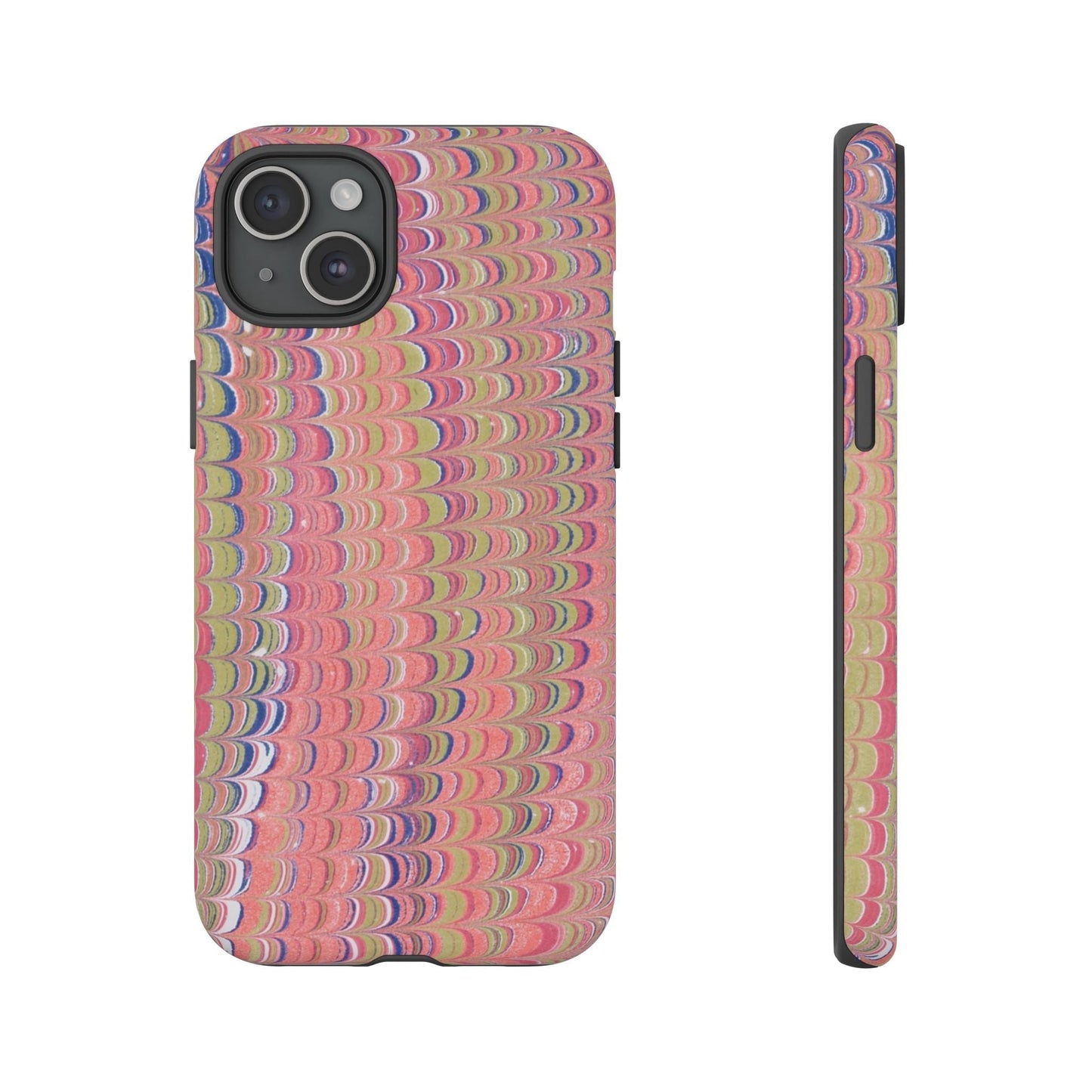 Pink Pastels Feather Marbled Vintage Design iPhone 16 + Samsung + Apple + Google - 2 finishes