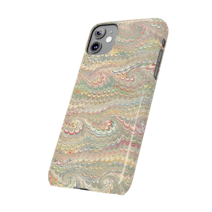 Soft Green and Multi-Colored Marbled Design, Italy Feather Phone Case, Multi-Color, Slim Phone Cases, Case-Mate IPHONE16 and all sizes