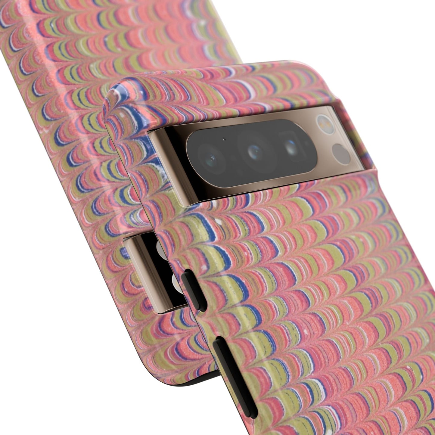 Pink Pastels Feather Marbled Vintage Design iPhone 16 + Samsung + Apple + Google - 2 finishes