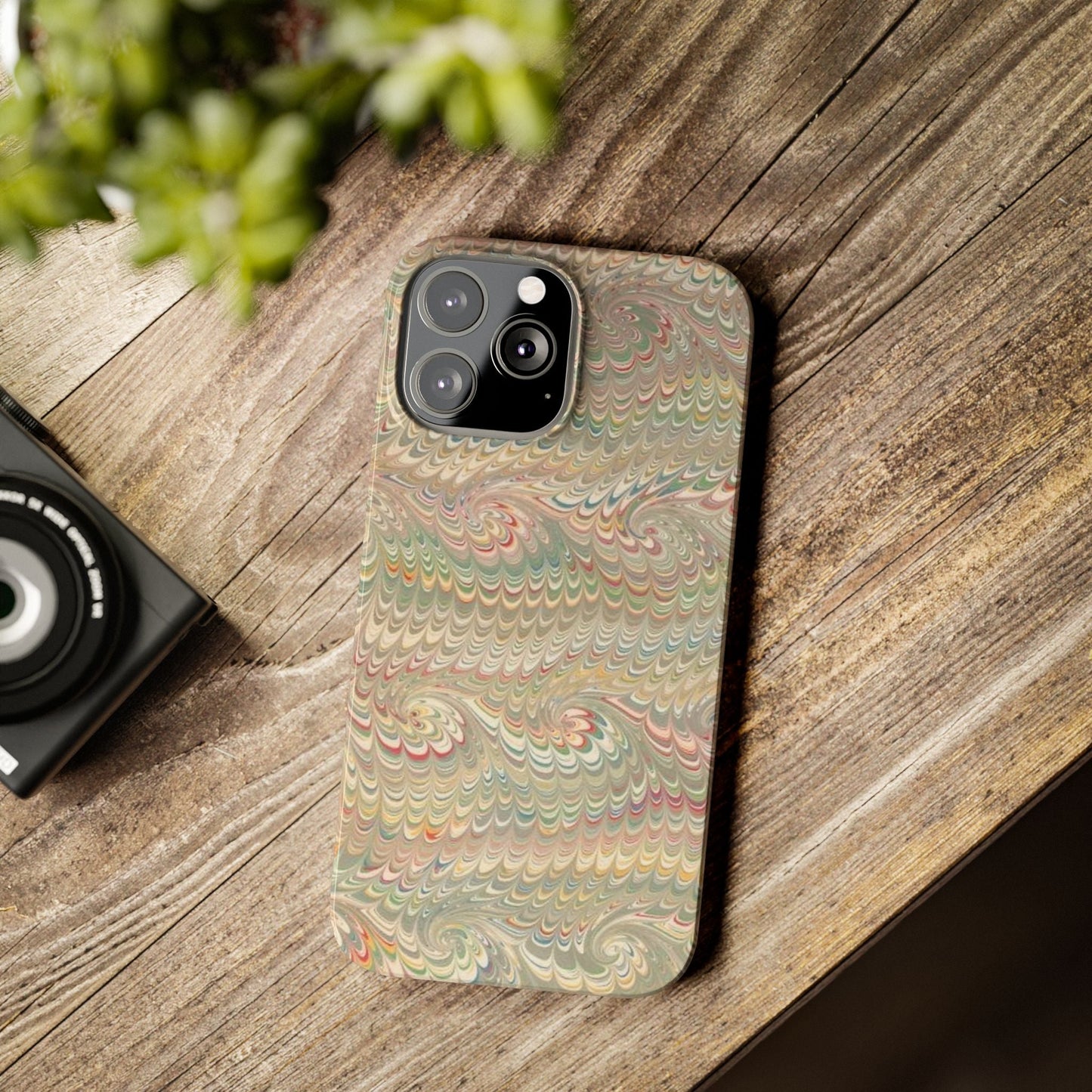 Soft Green and Multi-Colored Marbled Design, Italy Feather Phone Case, Multi-Color, Slim Phone Cases, Case-Mate IPHONE16 and all sizes