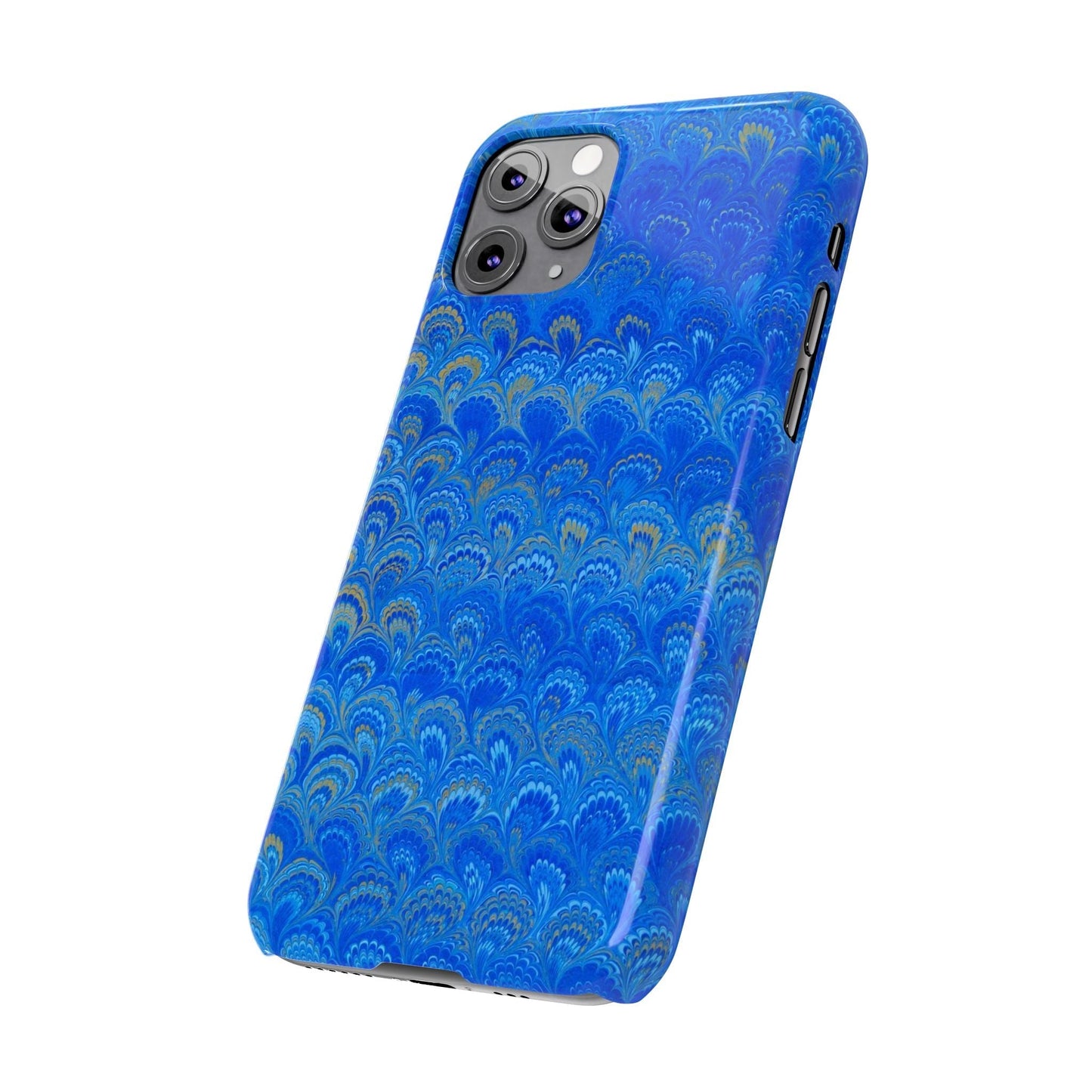 Blue Marbled Design, Italy Feather Phone Case, Multi-Color, Slim Phone Cases, Case-Mate IPHONE16 and all sizes