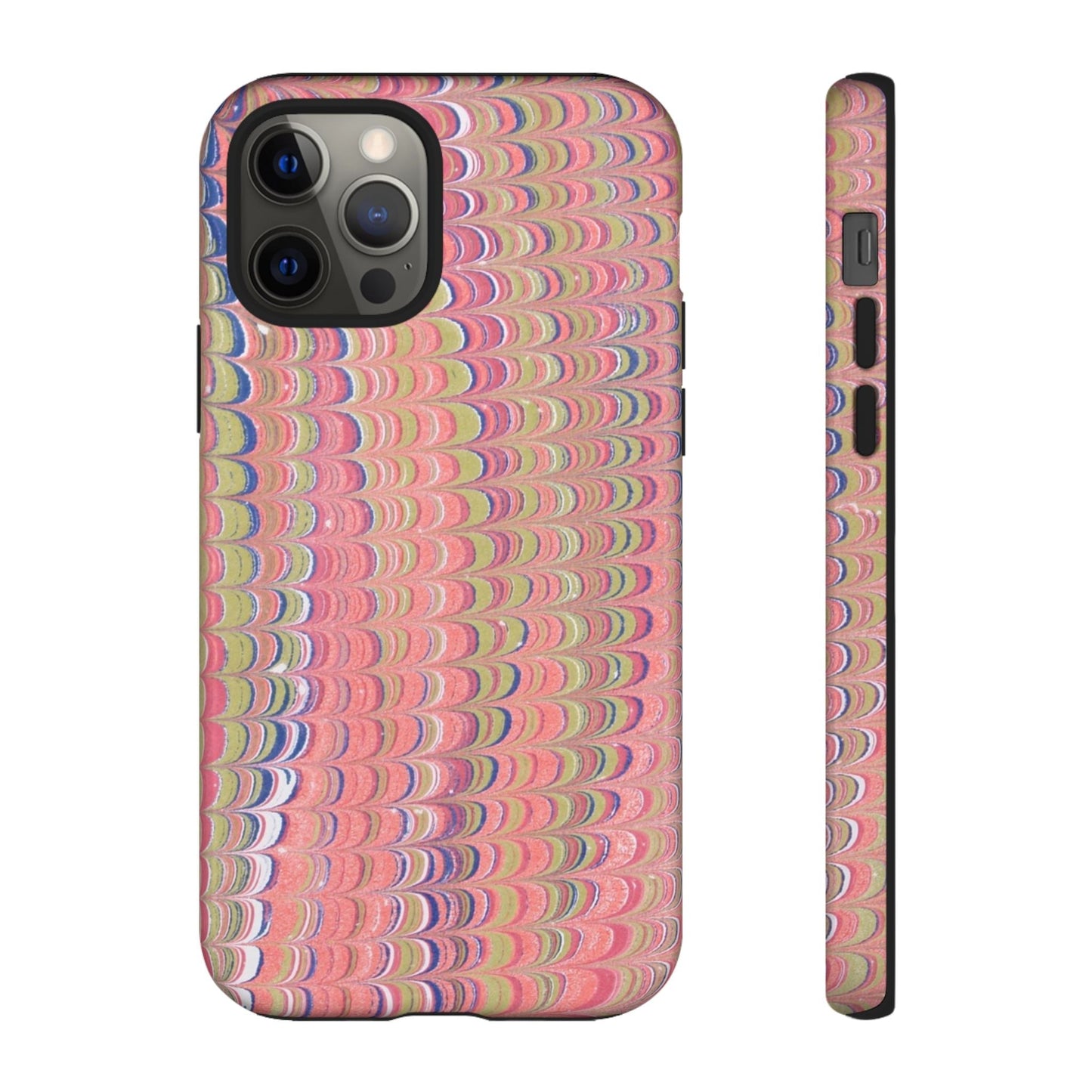 Pink Pastels Feather Marbled Vintage Design iPhone 16 + Samsung + Apple + Google - 2 finishes