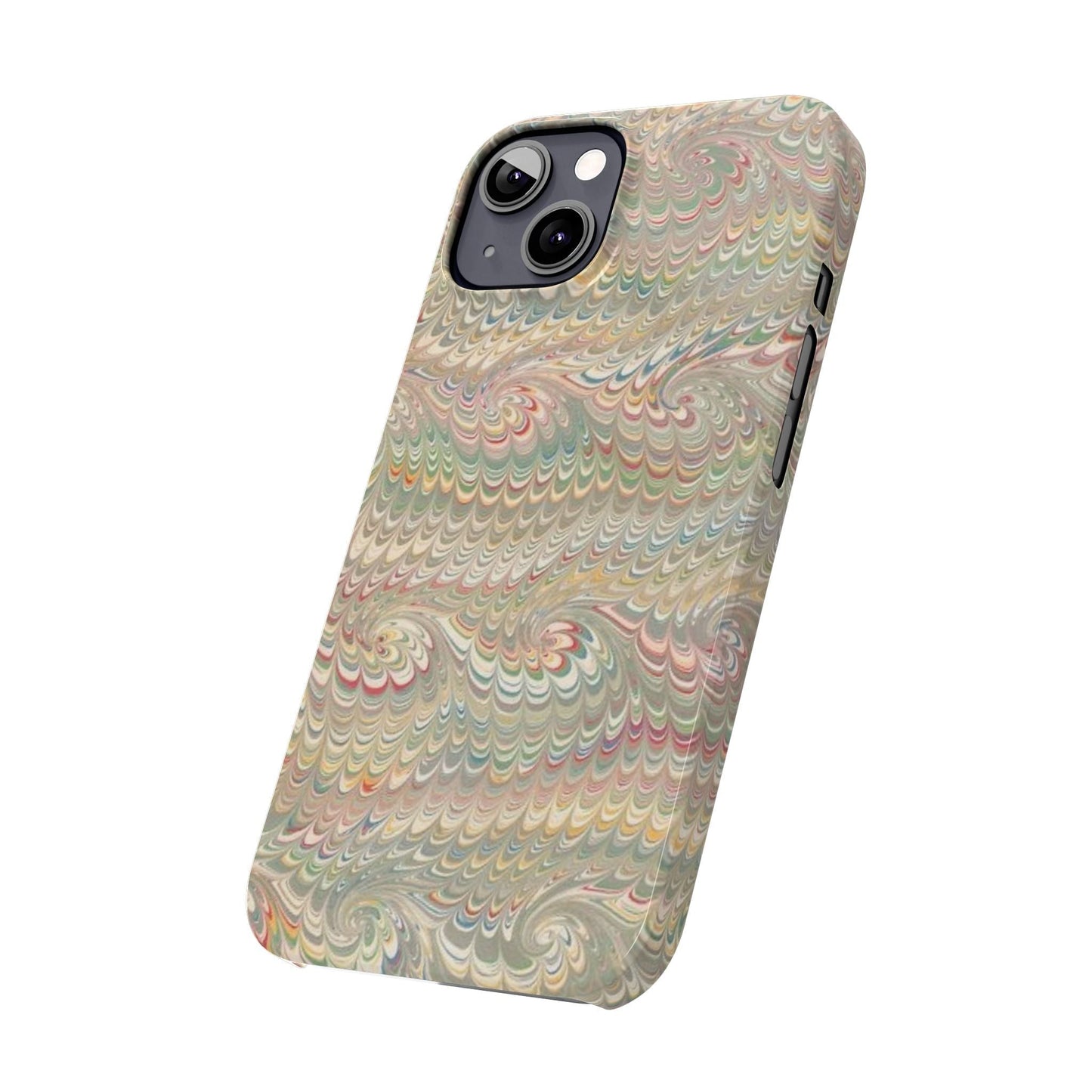 Soft Green and Multi-Colored Marbled Design, Italy Feather Phone Case, Multi-Color, Slim Phone Cases, Case-Mate IPHONE16 and all sizes