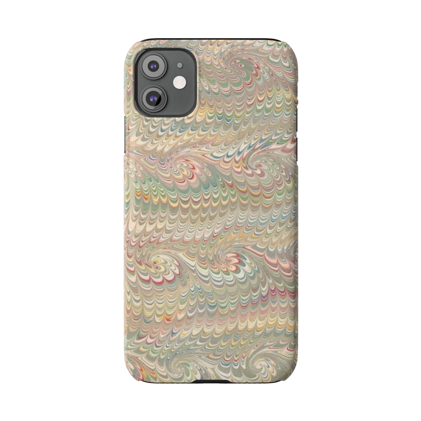 Soft Green and Multi-Colored Marbled Design, Italy Feather Phone Case, Multi-Color, Slim Phone Cases, Case-Mate IPHONE16 and all sizes