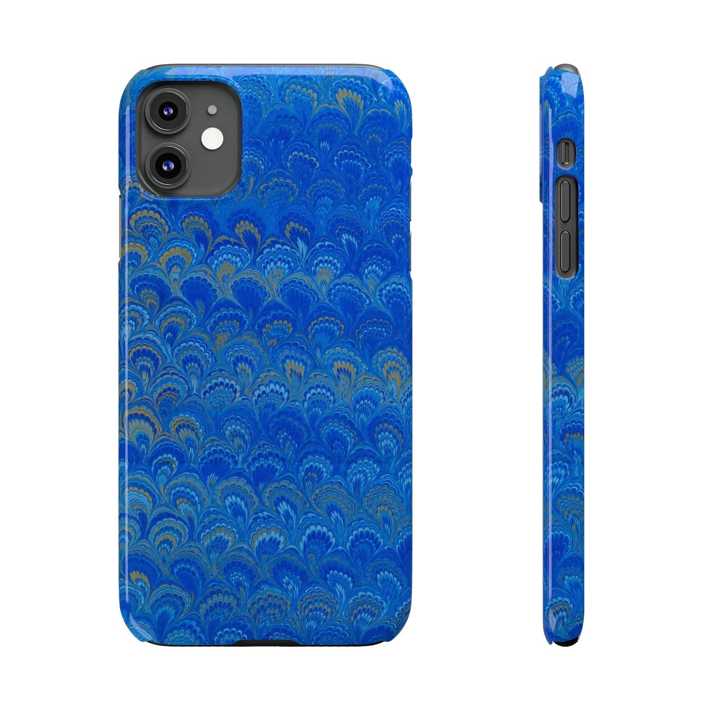 Blue Marbled Design, Italy Feather Phone Case, Multi-Color, Slim Phone Cases, Case-Mate IPHONE16 and all sizes