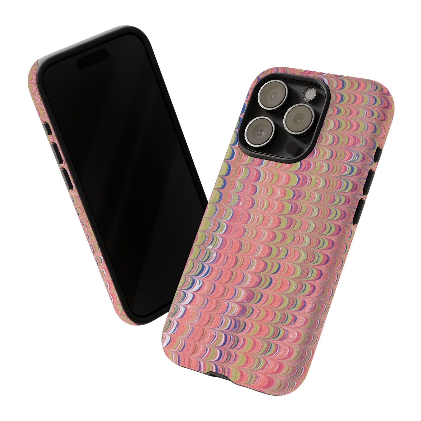 Pink Pastels Feather Marbled Vintage Design iPhone 16 + Samsung + Apple + Google - 2 finishes