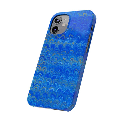 Blue Marbled Design, Italy Feather Phone Case, Multi-Color, Slim Phone Cases, Case-Mate IPHONE16 and all sizes