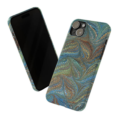 Blue and Green Italian Marbled Swirl Design, Italy Feather Phone Case, Multi-Color, Slim Phone Cases, Case-Mate IPHONE16 and all sizes