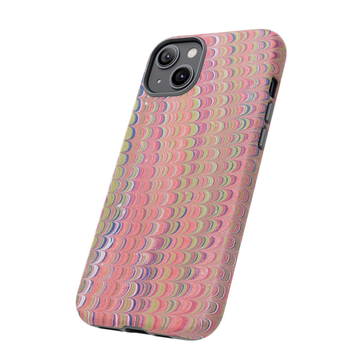 Pink Pastels Feather Marbled Vintage Design iPhone 16 + Samsung + Apple + Google - 2 finishes