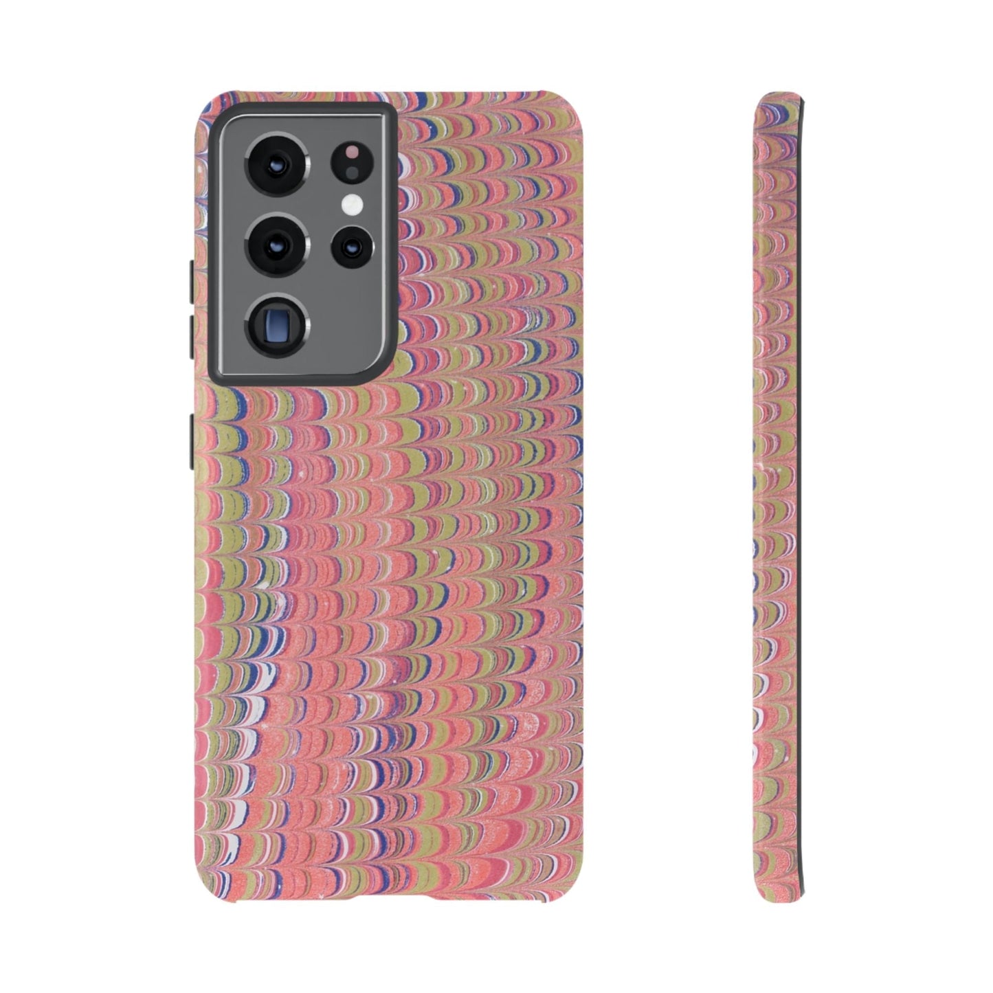 Pink Pastels Feather Marbled Vintage Design iPhone 16 + Samsung + Apple + Google - 2 finishes