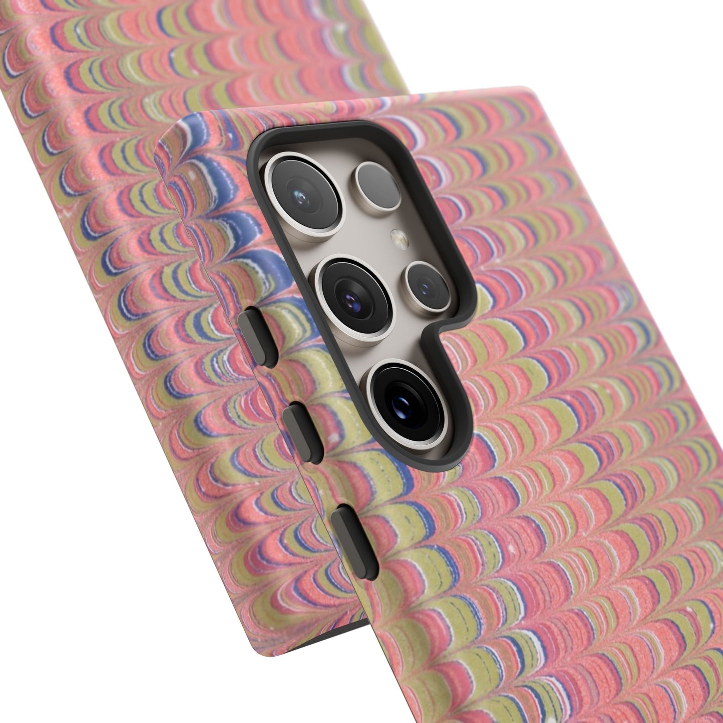 Pink Pastels Feather Marbled Vintage Design iPhone 16 + Samsung + Apple + Google - 2 finishes